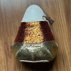 Betsey Johnson Glittery Halloween candy corn bag